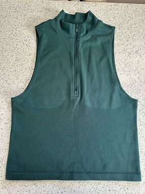 PINK Winter Seamless Half-Zip Tank Top - Deep Forest